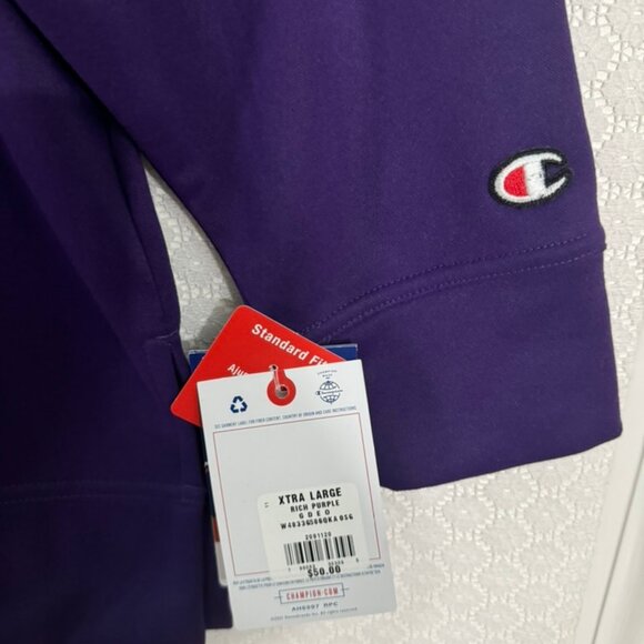 NWT Champion Purple Game Day Fleece Lined Pullover Sweatshirt -Logo- Size XL - Picture 3 of 7